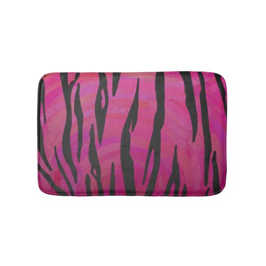 Tiger Hot Pink en zwarte afdrukken Badmat (Voorkant)