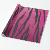 Tiger Hot Pink en zwarte afdrukken Cadeaupapier (Uitgerold)