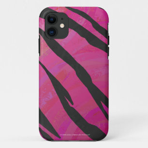 Tiger Hot Pink en zwarte afdrukken iPhone 11 Hoesje