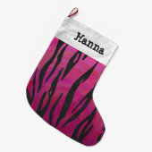 Tiger Hot Pink en zwarte afdrukken Grote Kerstsok (Voorkant (Hangend))