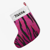Tiger Hot Pink en zwarte afdrukken Grote Kerstsok (Achterkant (Hangend))