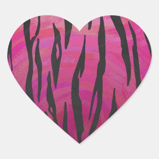 Tiger Hot Pink en zwarte afdrukken Hart Sticker (Voorkant)