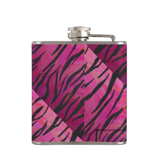 Tiger Hot Pink en zwarte afdrukken Heupfles (Achterkant)