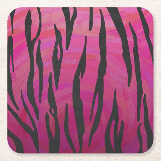 Tiger Hot Pink en zwarte afdrukken Kartonnen Onderzetters (Voorkant)
