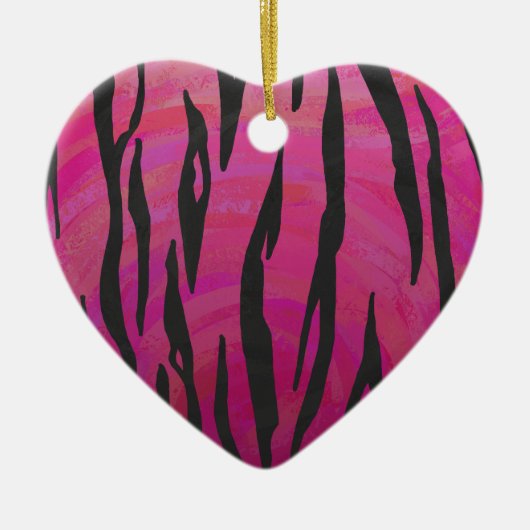 Tiger Hot Pink en zwarte afdrukken Keramisch Ornament (Voorkant)