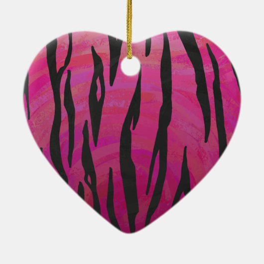 Tiger Hot Pink en zwarte afdrukken Keramisch Ornament (Achterkant)