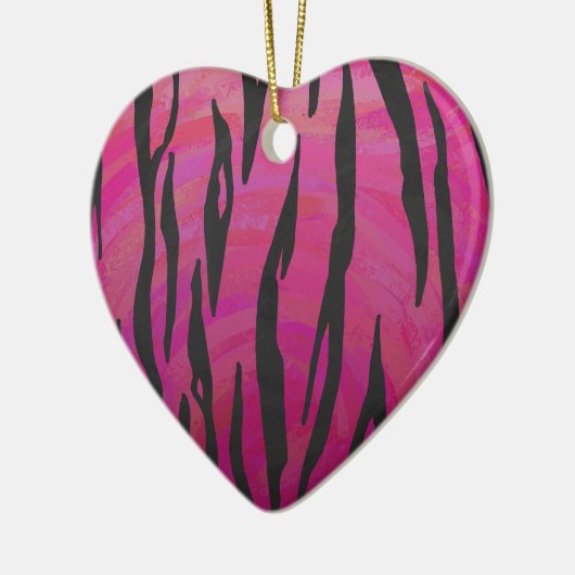 Tiger Hot Pink en zwarte afdrukken Keramisch Ornament (Links)