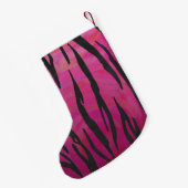 Tiger Hot Pink en zwarte afdrukken Kleine Kerstsok (Achterkant (Hangend))