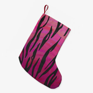 Tiger Hot Pink en zwarte afdrukken Kleine Kerstsok