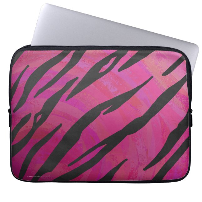 Tiger Hot Pink en zwarte afdrukken Laptop Sleeve (Voorkant)