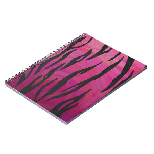 Tiger Hot Pink en zwarte afdrukken Notitieboek (Linkerzijde)