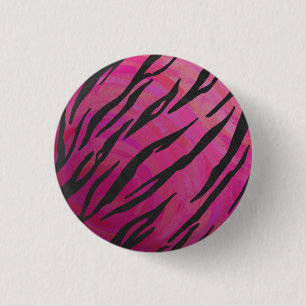 Tiger Hot Pink en zwarte afdrukken Ronde Button 3,2 Cm