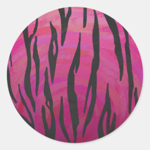 Tiger Hot Pink en zwarte afdrukken Ronde Sticker