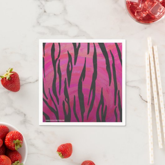 Tiger Hot Pink en zwarte afdrukken Servetten (Insitu)