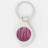 Tiger Hot Pink en zwarte afdrukken Sleutelhanger (Voorkant)