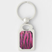 Tiger Hot Pink en zwarte afdrukken Sleutelhanger (Voorkant)