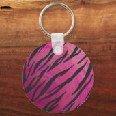 Tiger Hot Pink en zwarte afdrukken Sleutelhanger (Voorkant)