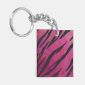 Tiger Hot Pink en zwarte afdrukken Sleutelhanger (Voorkant Links)