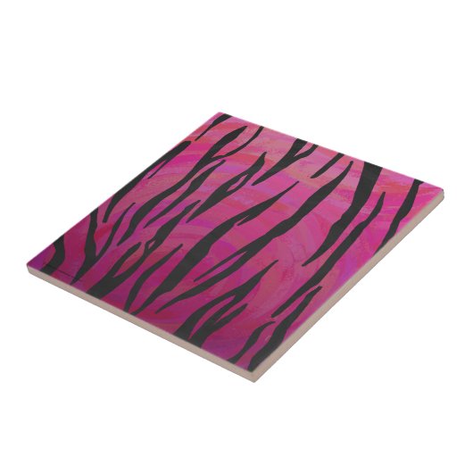 Tiger Hot Pink en zwarte afdrukken Tegeltje (Zijkant)