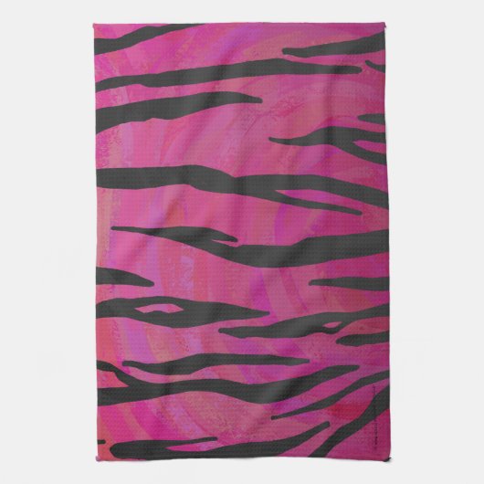 Tiger Hot Pink en zwarte afdrukken Theedoek (Verticaal)