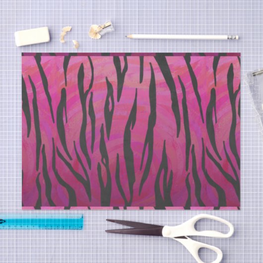 Tiger Hot Pink en zwarte afdrukken Tissuepapier (Craft)