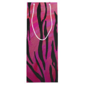 Tiger Hot Pink en zwarte afdrukken Wijn Cadeautas (Achterkant)
