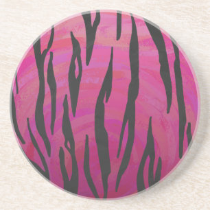 Tiger Hot Pink en zwarte afdrukken Zandsteen Onderzetter