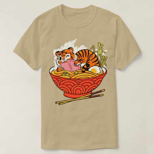 Tiger houdt van Ramen T-shirt (Design voorkant)
