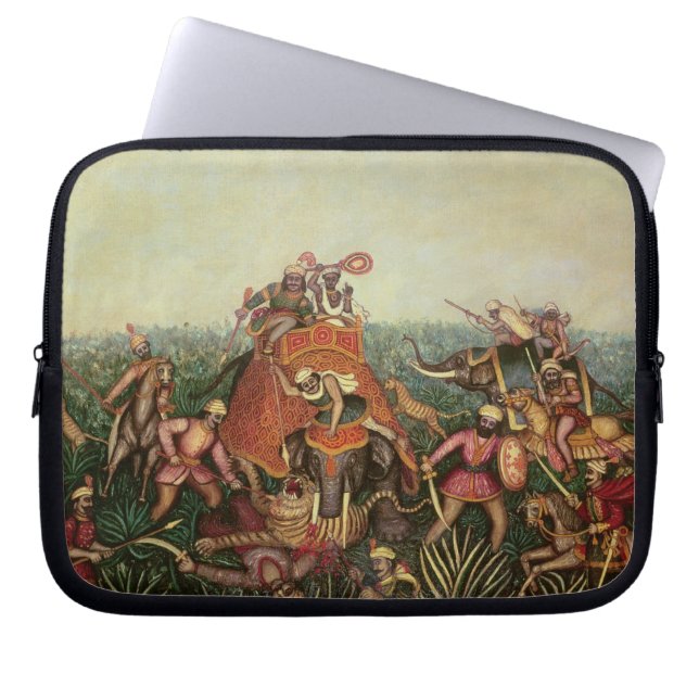 Tiger Hunt, 1892 (olie op canvas) Laptop Sleeve (Voorkant)