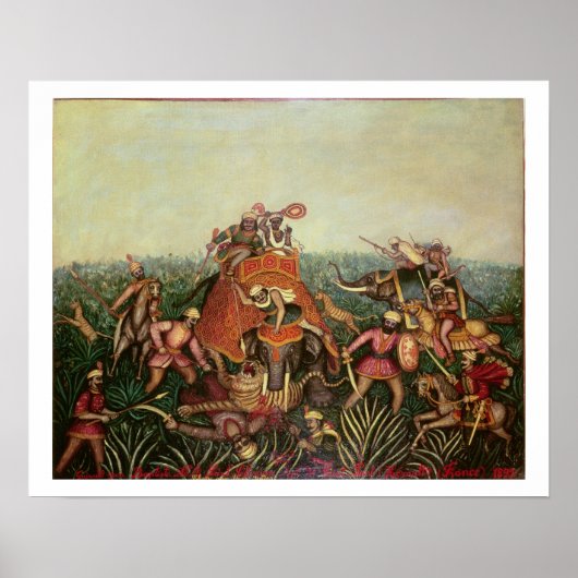 Tiger Hunt, 1892 (olie op canvas) Poster (Voorkant)