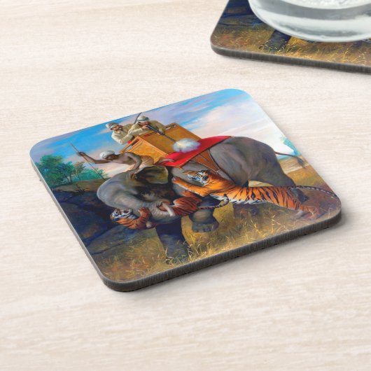 Tiger Hunting Briton Rivière 1920 Bier Onderzetter (Linkerzijde)