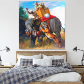 Tiger Hunting Briton Rivière 1920 Canvas Afdruk (Insitu (Slaapkamer))