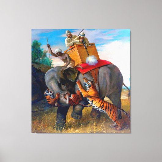 Tiger Hunting Briton Rivière 1920 Canvas Afdruk (Voorkant)