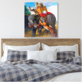 Tiger Hunting Briton Rivière 1920 Canvas Afdruk (Insitu (Slaapkamer))