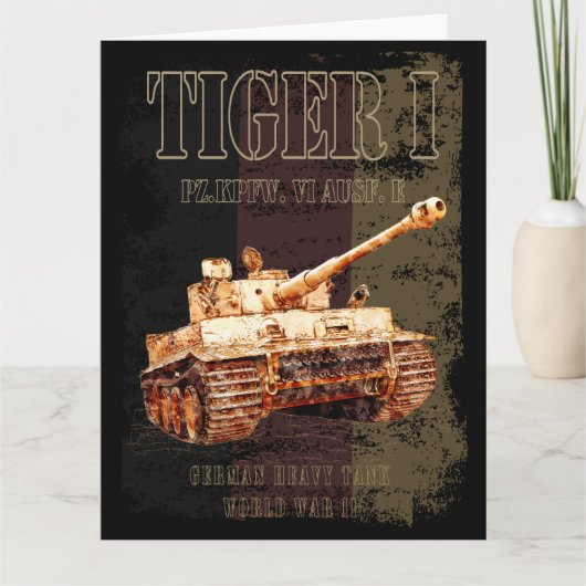 Tiger I Duitse zware tank WWII met Duitse vlag Bedankkaart (Voorkant)