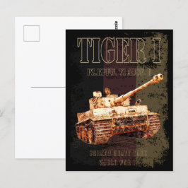 Tiger I Duitse zware tank WWII met Duitse vlag Briefkaart