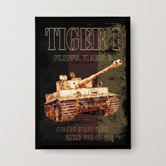 Tiger I Duitse zware tank WWII met Duitse vlag Button (Voorkant)