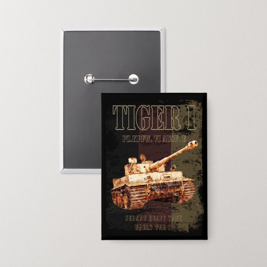 Tiger I Duitse zware tank WWII met Duitse vlag Button (Voorkant / Achterkant)