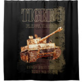 Tiger I Duitse zware tank WWII met Duitse vlag Douchegordijn (Voorkant)