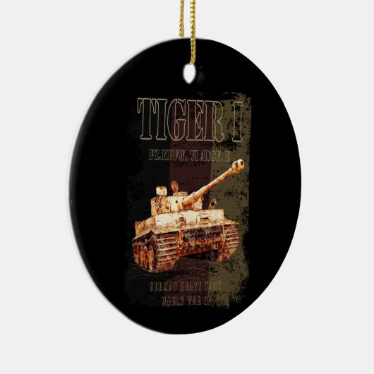 Tiger I Duitse zware tank WWII met Duitse vlag Keramisch Ornament (Rechts)