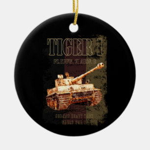 Tiger I Duitse zware tank WWII met Duitse vlag Keramisch Ornament