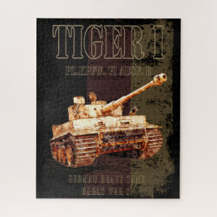 Tiger I Duitse zware tank WWII met Duitse vlag Legpuzzel
