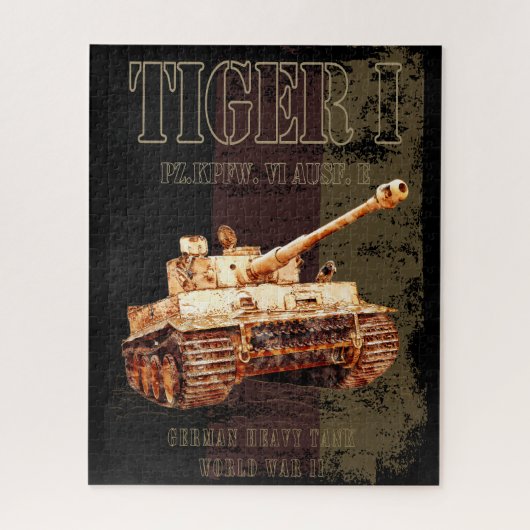 Tiger I Duitse zware tank WWII met Duitse vlag Legpuzzel (Verticaal)