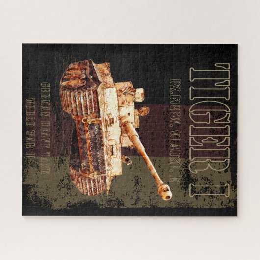 Tiger I Duitse zware tank WWII met Duitse vlag Legpuzzel (Horizontaal)