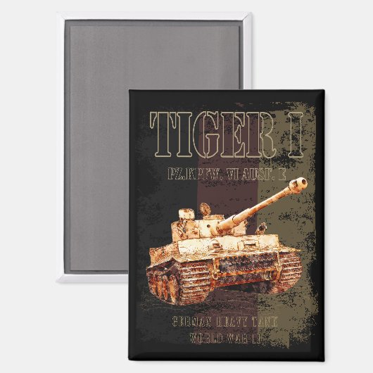 Tiger I Duitse zware tank WWII met Duitse vlag Magneet (Voorkant / Achterkant)