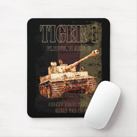 Tiger I Duitse zware tank WWII met Duitse vlag Muismat (Met muis)