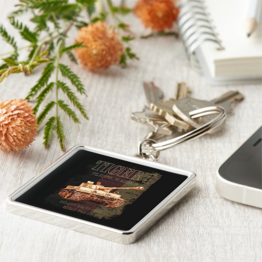 Tiger I Duitse zware tank WWII met Duitse vlag Sleutelhanger (Zijkant)