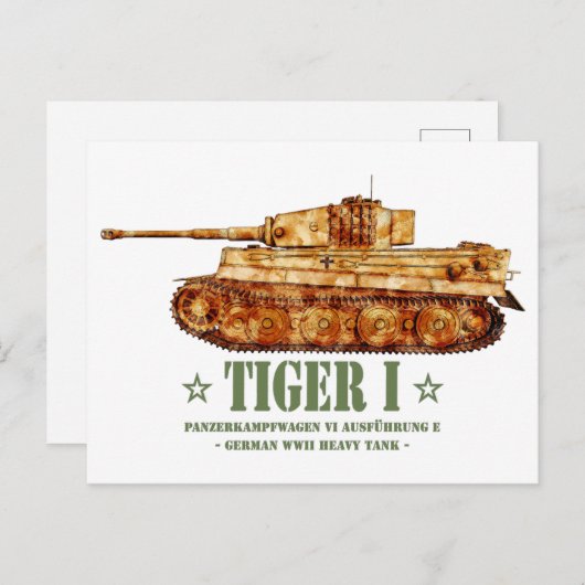 Tiger I Tweede Wereldoorlog Duitse zware tank Panz Briefkaart (Voorkant / Achterkant)