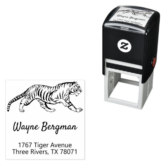  Tiger Illustration Return Address Zelfinktende Stempel (In situ)