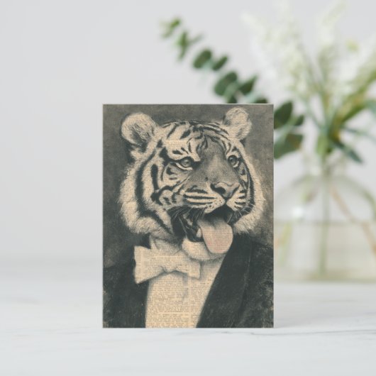 Tiger in a Tux Collage Briefkaart (Staand voorkant)